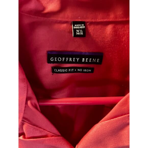 Geoffrey Beene Men’s Pink Dress Shirt Wrinkle-Free/Wrinkle-Resistant Fabric - Picture 2 of 3